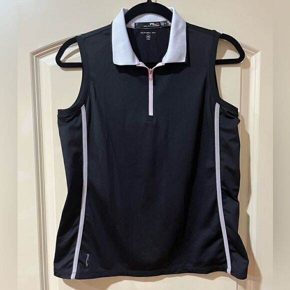 RLX RALPH LAUREN Sleeveless Collared Golf Polo Top Black Women’s Size Medium - Picture 1 of 5